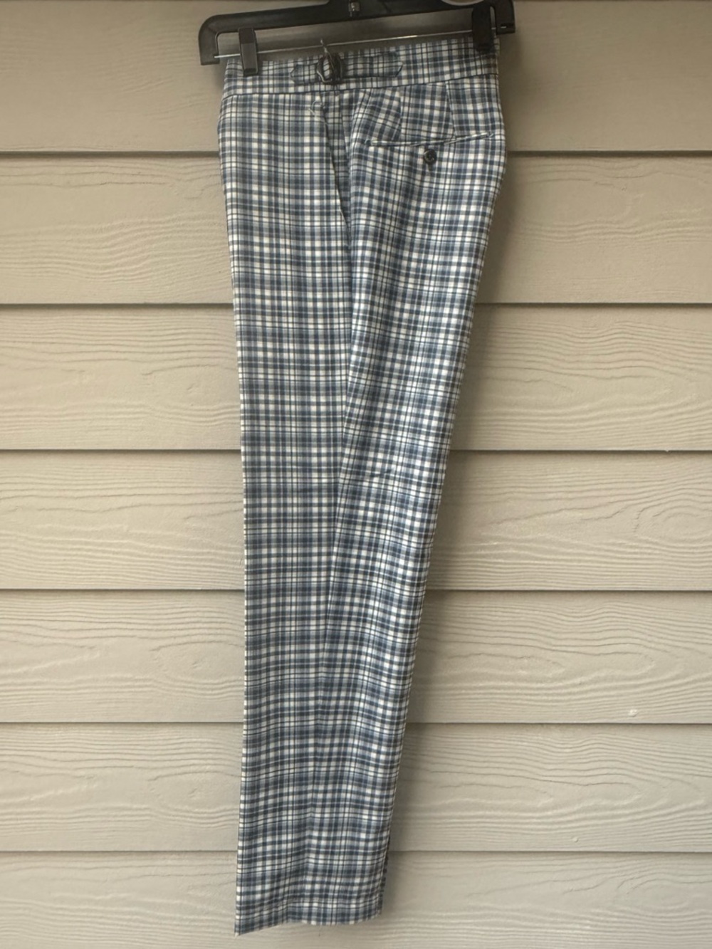 PT Torino "Super 100's" wool Men's Blue Plaid Slim Fit Pants